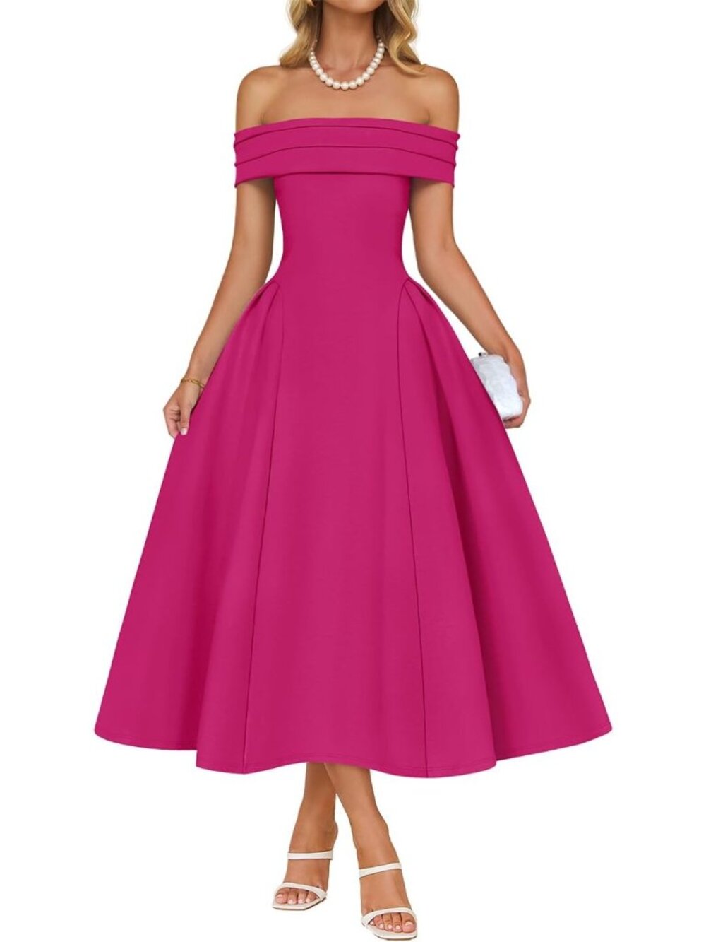 Women's Rose Summer 2026 Flowy A Line Semi Formal Off Shoulder Cocktail Dresses